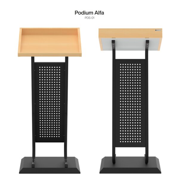 PDS-01 Lightweight Portable Podium Lectern (Lecture Stand) for Office, Church & School, Black & Beech