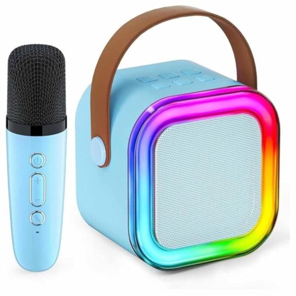 Rechargeable Wireless Mini Portable Bluetooth Karaoke Machine | Bluetooth Speaker with Microphone & LED Lights - Kids Music Singing Toys for Girl Boy Birthday Gift Ideas